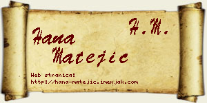 Hana Matejić vizit kartica